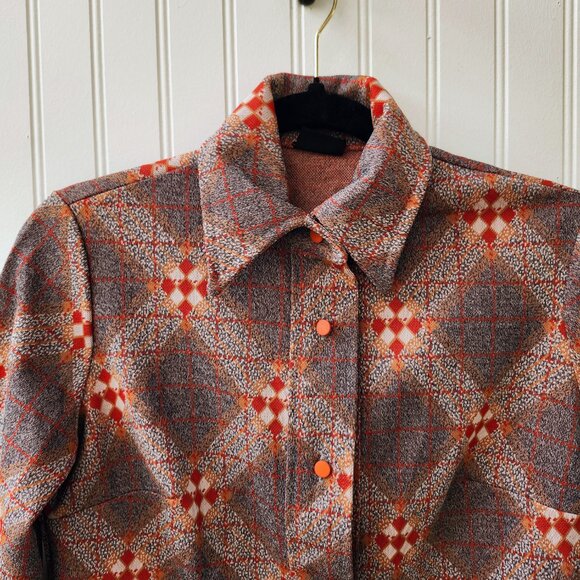 Vintage 1970's Funky Diamond Print Shirt by Stage 7 - Picture 5 of 15